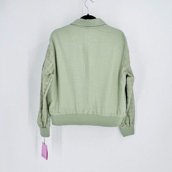 Avec Les Filles  Bomber Jacket Size M Embroidered Eyelet Sleeve - Picture 2 of 14